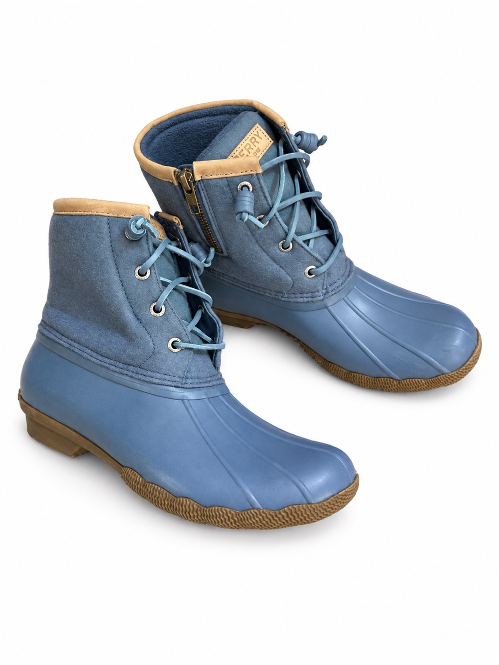 Sperry Saltwater Blue Wool Duck Boots Side Zip Women’s Size 7.5